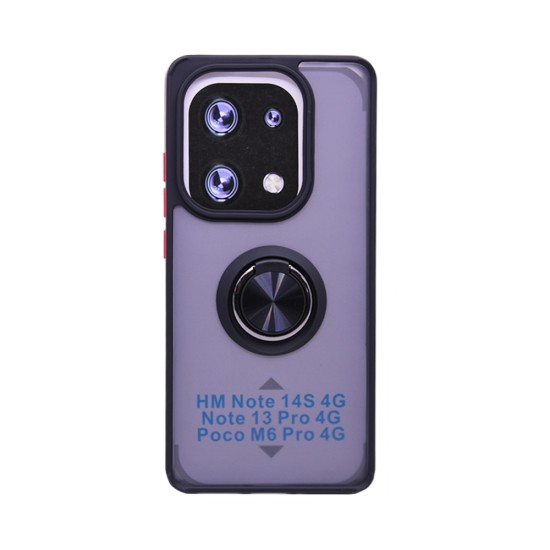 Funda con Anilla de Soporte para Xiaomi Redmi 13 Pro 4G/Redmi Note 14s 4G/Poco M6 Pro 4G Negro Funda con Anilla de Soporte para Xiaomi Redmi 13 Pro 4G/Redmi Note 14s 4G/Poco M6 Pro 4G Negro